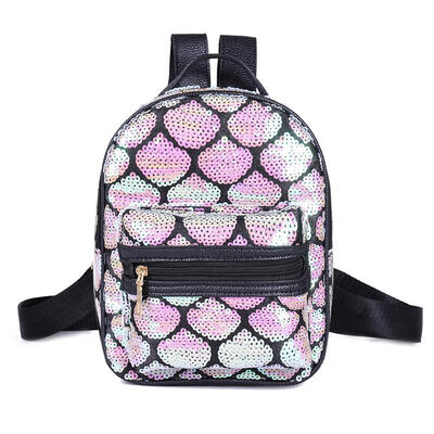 

Sequin Travel Backpacks Women Glitter School Knapsack PU Leather Rucksack