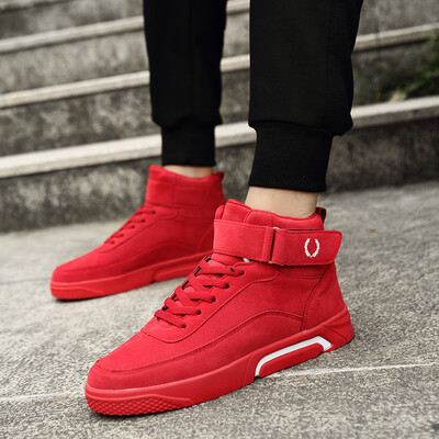 

Winter Sports&Leisure Gaobang Mens Shoes Korean Version Baitao High-Upper Board Shoes Red Hip-Hop Shoes Social Young Man