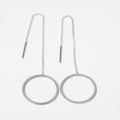 

304 Stainless Steel Stud Earrings Threader Earrings Ring Stainless Steel Color 110x1mm Pin 08mm