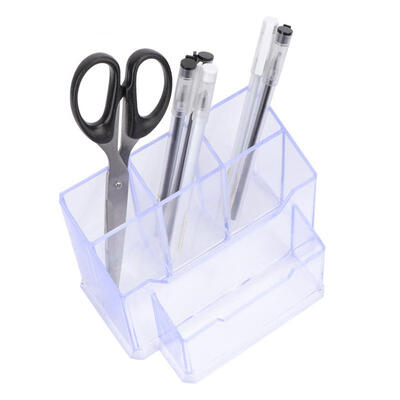 

Greensen Popular Office Supply Transparent Multi-Function Pen Holder with Card Box in Transparent White