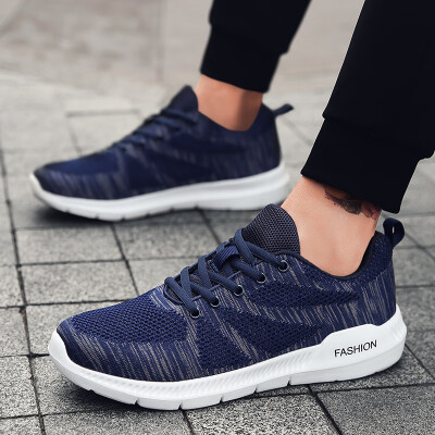 

2019 autumn new fashion mens shoes Korean version of the tide casual running flying woven sports shoes mens breathable mesh shoes cross-border