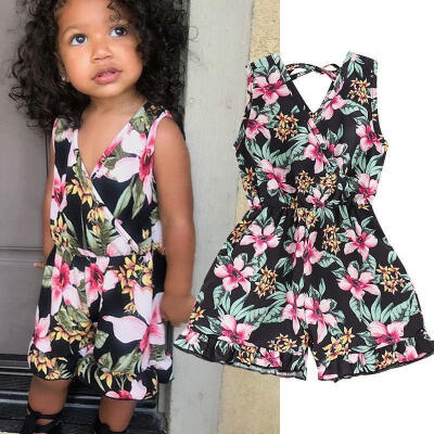 

Toddler Kids Baby Girl Flower Vest Romper Short Pants Jumpsuit Outfit Clothes