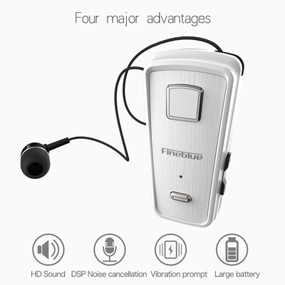 

Fineblue F980 Clip-on Bluetooth 40 Headphones Cable Retractable Earphone Stereo Music Headsets Vibration Alert Hands-free w Micr