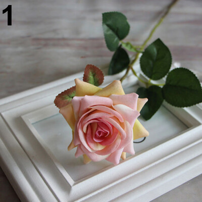 

1 Pc Artificial Rose Fake Flowers Leaf Home Room Bridal Bouquet Wedding Decor