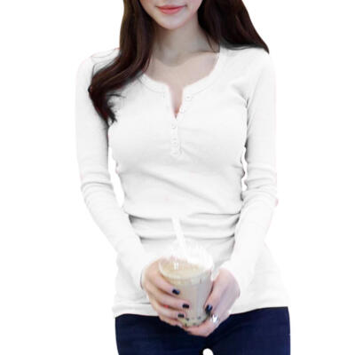 

Autumn Casual Women Blouses Solid Color Slim Sexy Long Sleeve O-neck Tops