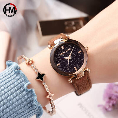 

Womens Watch Japan Quartz Luxury Brand Jewelry Ladies Wrist Watches Simple Star Dial Leather Female Clock Relogio Feminino Xfcs