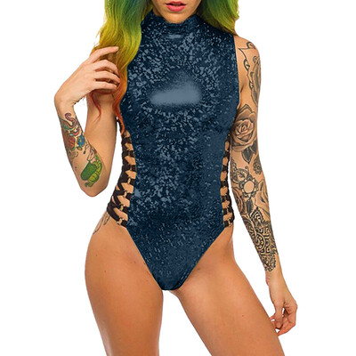 

Starmoon Women Fashion Sexy Colorful High Collar Zipper Radiation Tether Jumpsuits