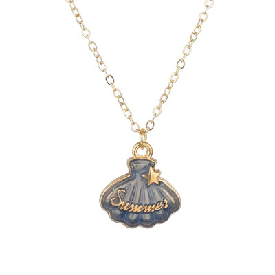 

Summer Sea Shell Pendants&Necklace For Women Orange Color Necklace New Trendy Jewelry Female Handmade Necklace Girls Gifts