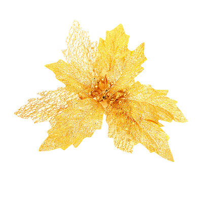 

Tailored Hollow Gold Glitter Sequins Simulation Christmas Flower Christmas Tree Decor