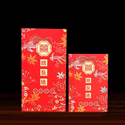

Chinese Brocade Red Pocket Phoenix Dragon Pattern Cloth Jade Plate Fringed Red Envelopes Chinese New Year Wedding Bride Gifts