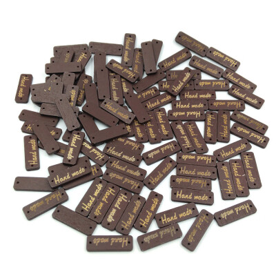 

〖Follure〗50pcs Wood color Wooden Hand made Lettering 2-hole sewing Scrapbooking 30mm