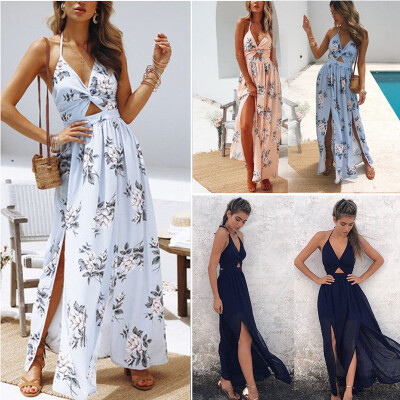 

Women Summer Boho Chiffon Party Evening Beach Dresses Long Maxi Dress Sundress