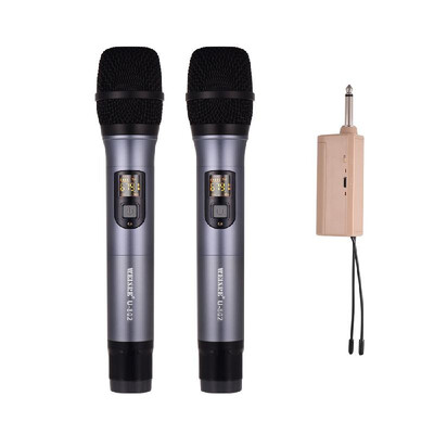 

UHF Wireless Microphone System Dual Dynamic Handheld Mic One Mini Receiver 50 Channels for Karaoke Singign Business Meeting Spee