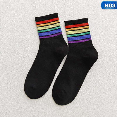 

Winter New Unisex Socks Cotton Rainbow Striped Socks Fashion Warm Chrismas Casual Hipster hosiery