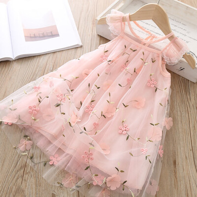 

Toddler Baby Girls Fly Sleeve Lace Embroidery Floral TuTu Princess Dress Clothes