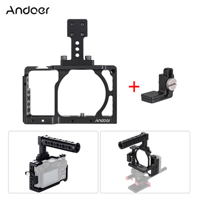 

Andoer Protective Aluminum Alloy Video Camera Cage Hand Grip Top Handle Baseplate Kit Film Making System with Cable Clamp fo