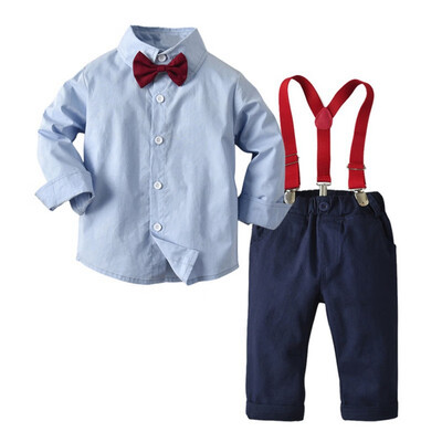 

Autumn Toddler Baby Boys Clothing Sets Long Sleeve Bow Tie ShirtLong Pants Formal Gentleman Suits