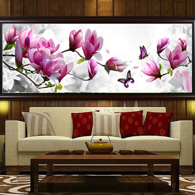 

New Magnolia Butterfly Rhinestone Diamond Painting Cross-Stitch Kits DIY 5D Decor