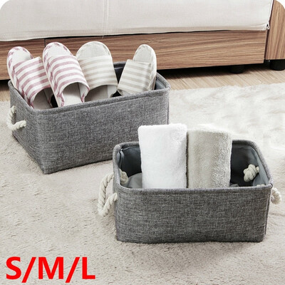 

SML Storage Bin Basket Box Linen Fabric Organizer Drawer Container Household for Toy Clothes Sundries Storage