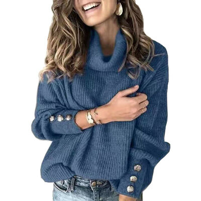 

Women High Turtleneck Knitted Sweater Jumper Winter Warm Coat Pullover Tops