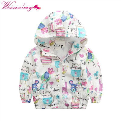 

Jackets for girls Autumn Cute Baby Girl Sunscreen Coat Hooded Zipper Jacket Full Sleeve Toddler Girl Windbreaker