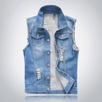 

Toponeto Mens New Fashion Denim Vest Casual Cowboy Jacket In Shoulder Blouse