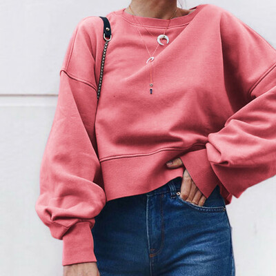

Tailored Womens Fashion Long Sleeve O-Neck Solid Hoodie Sweatshirt Top Blouse