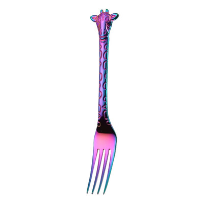 

Giraffe Cartoon Mini Dessert Spoon Fork Stainless Steel Coffee Tea Spoon Stirring Spoon