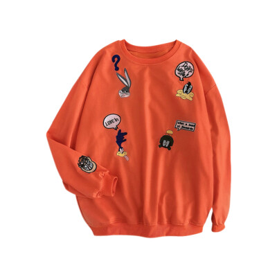 

Korean Style Cartoon Embroidery Loose Student Pullover Sweater Hot Sale Autumn New Fashion Sweater