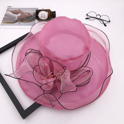 

New Summer Outdoor Flowers Mesh Sun Hat Ladies Wedding Church Party Hat Great