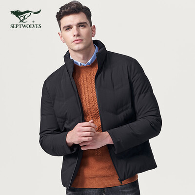

Seven wolves down jacket men 2018 new young mens fashion business casual collar short jacket mens 001 black 17552AXL