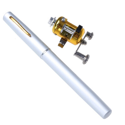 

Portable Pocket Telescopic Mini Fishing Pole Aluminum Alloy Pen Shape Fishing Rod With Reel Wheel 6 Colors
