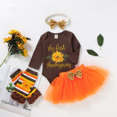 

Baby Girl First Thanksgiving Clothing My 1st Thanksgiving Jumpsuit Leg Warmer Headband Ballet Set