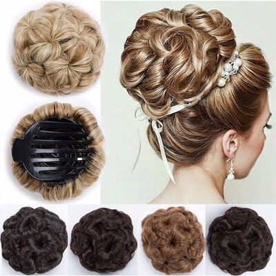 

Elegant Chignon Clip in Hair Bun Extension Donut Claw Jaw Updo Synthetic Combs Curly Weave Hair Scrunchies