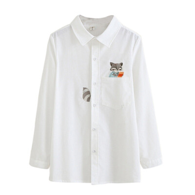 

Embroidery Blouse Women Casual White Shirt Summer Spring Long Sleeve Blouse Student Women Tops