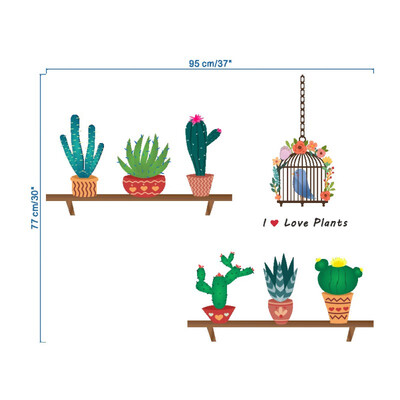 

Creative Bonsai Cactus Wall Stickers Livingroom Decorations Kids Room Decals Bedroom Plant Mural Art Furniture Decor DIY Posters