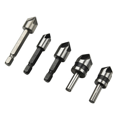 

5PCS 82 Degree Five-blade Industrial Countersink Drill Bit SetWoodworking Drill Bits Metal Working Chamfer Chamfering Cutter