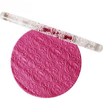

Siaonvr Embossing Acrylic Rolling Pin Fondant Sugar Craft Cake Baking Decorating Tool