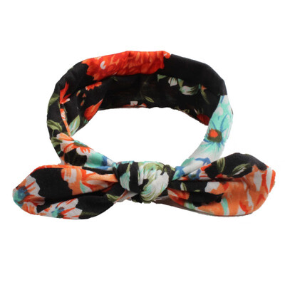 

Print Flowers Girls Headband Rabbit Bow knot Ear Hairband Turban Knot Head Wraps baby Girls Clothing Accessories