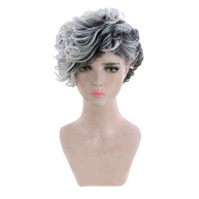 

1PC Short Grey Ombre Wavy Hair Wigs Short Wigs for Women Fashion Charming Full Wigs