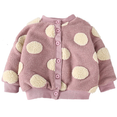 

Coat Baby Girls Coat Cotton Thickening Polka Dot Long Sleeve Single-Breasted Jacket Autumn And Winter