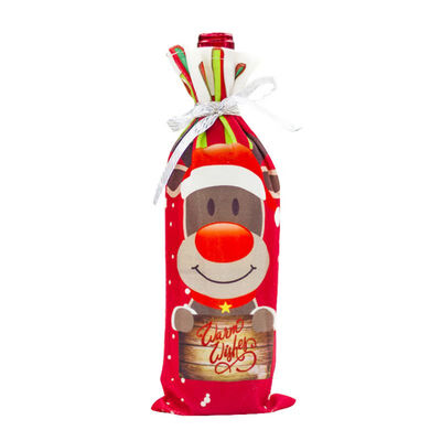 

New Christmas Red Wine Covers Lovely Cartoon Elk Pattern Non-woven Red Wine Gift Bag For Christmas Decoration m