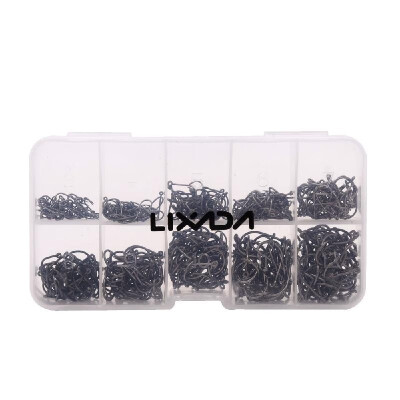 

Lixada 600pcs Fish Jig Hooks with Hole Fishing Tackle Box 3 -12 10 Sizes Carbon Steel Gold Golden