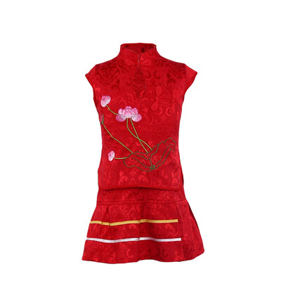 

Girls Clothing Sets Summer Cotton Vest Two-piece Sleeveless Children Sets Casual Embroidered Lotus Girls Clothes
