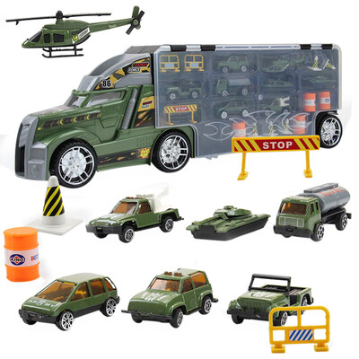 

YIWULAChildren Educational Toy Truck Toy Car Model Scenes Set Portable Storage Box