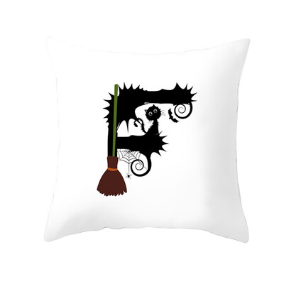 

4545cm Pillow Case Cushion Cover Halloween Interest Letter Pumpkin Home Decor
