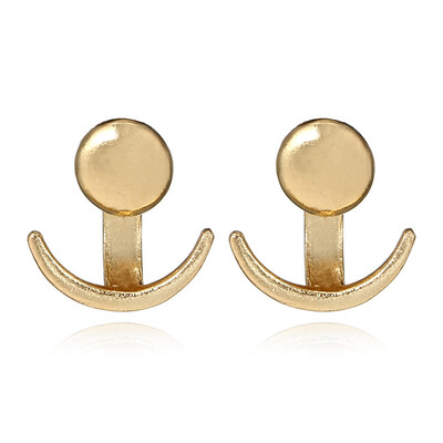 

Crescent Moon Round Stud Earrings Silver Gold Womens Fashion Jewelry Gift