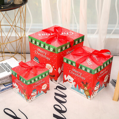 

Gobestart Christmas Eve Gift Box Xmas Present Wrapping Boxes Red Ribbon Lids