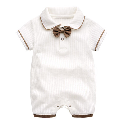 

Summer short-sleeved romper hundred days baby cotton clothes gentleman newborn romper for 0-18M
