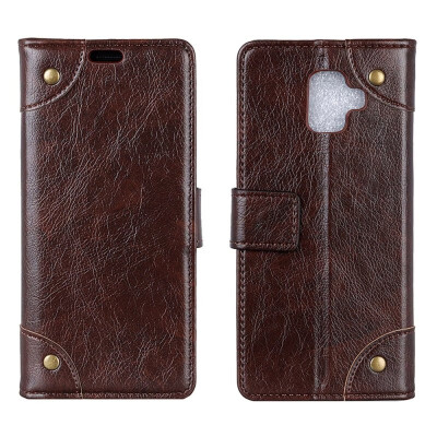 

MOONCASE Samsung Galaxy J6 Copper Buckle Napa Leather Case - Coffee